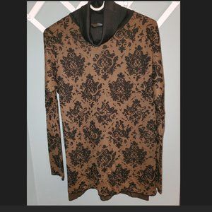 Lysse Damask Cowl Neck Tunic Length sweater